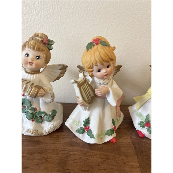 Vintage Homco #5551 Christmas Angels Musical Instruments Set of 4 Figurines - Picture 3 of 10